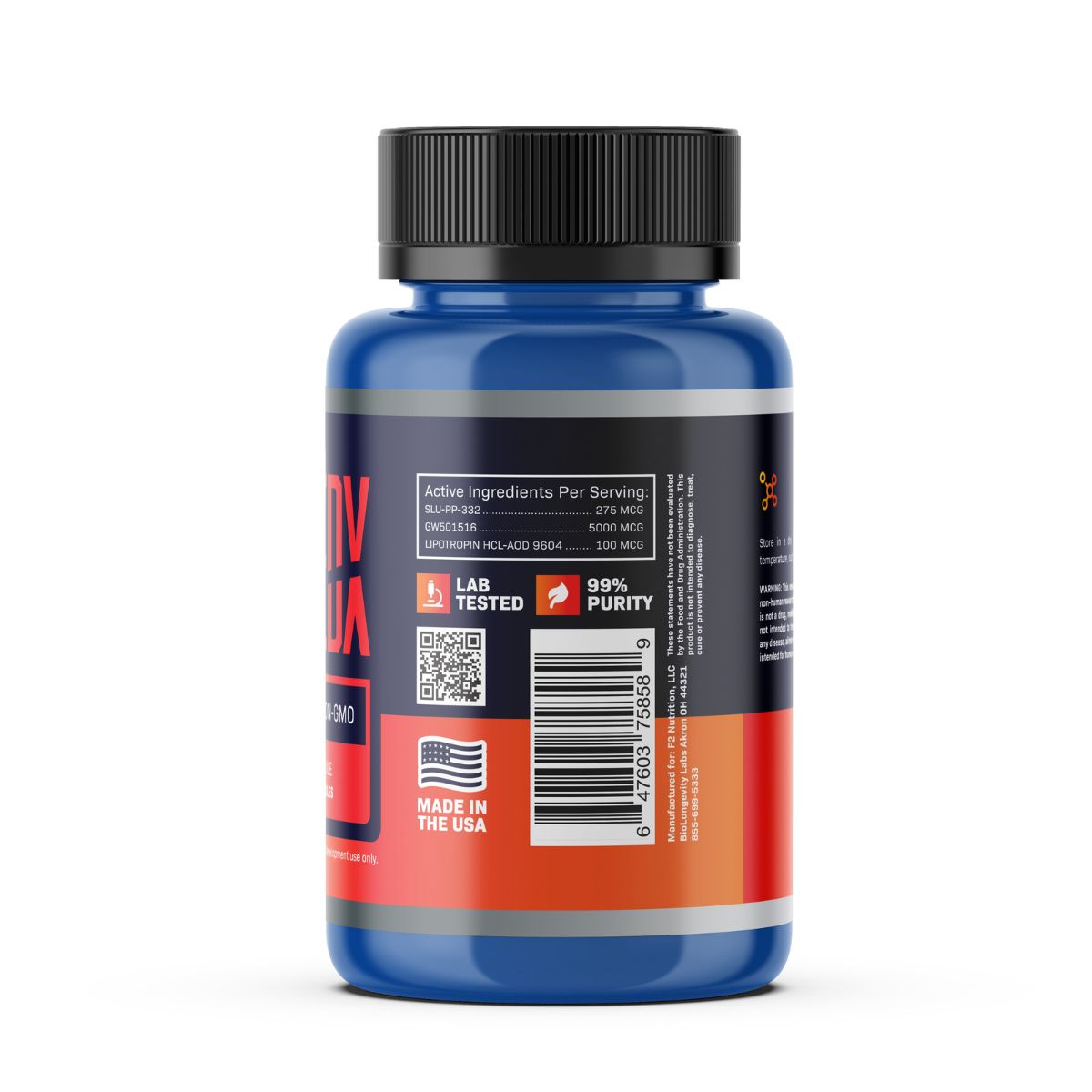 SHREDX 2 SHREDX back label with active ingredients including SU-PP-332 (275 MCG), GW501516 (5000 MCG), and Lipotropin HCL-ADD 9604 (100 MCG).