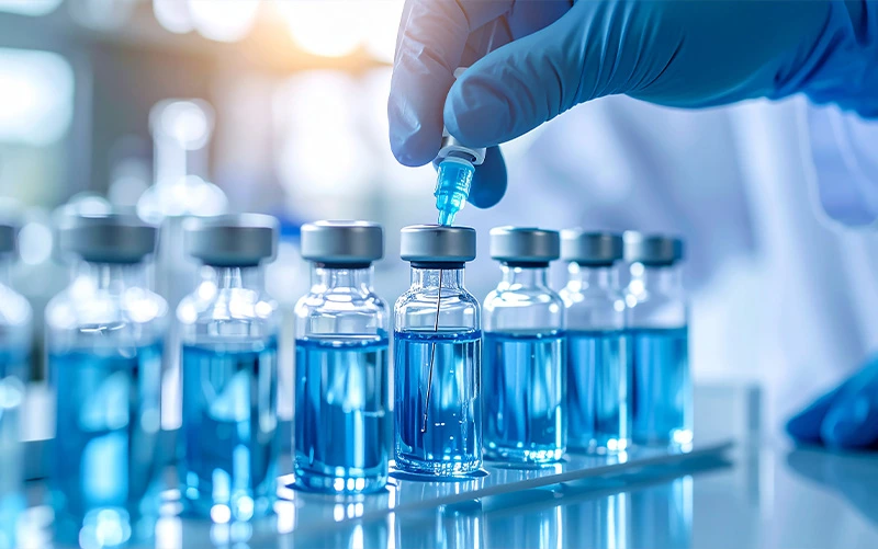 a man testing vials in laboratory