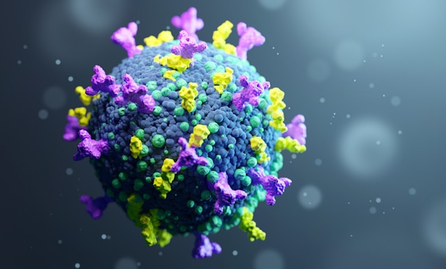3D render of mutating virus